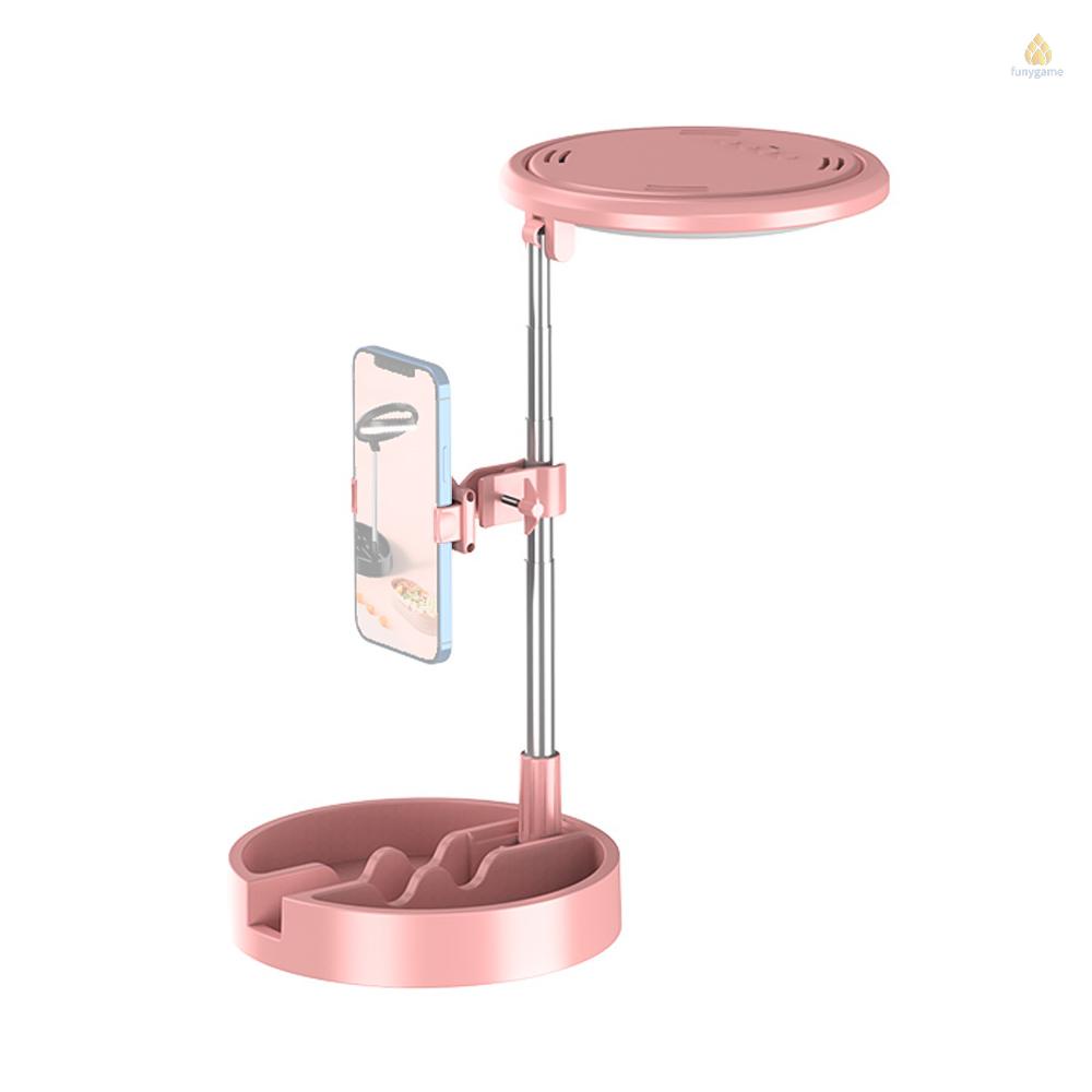 Vòng Đèn Led Tròn Gắn Gương Trang Điểm Có Thể Gập Lại Kèm Giá Đỡ Điện Thoại 3 Màu 5 Mức Độ Sáng Hỗ Trợ Quay Video Chụp Ảnh