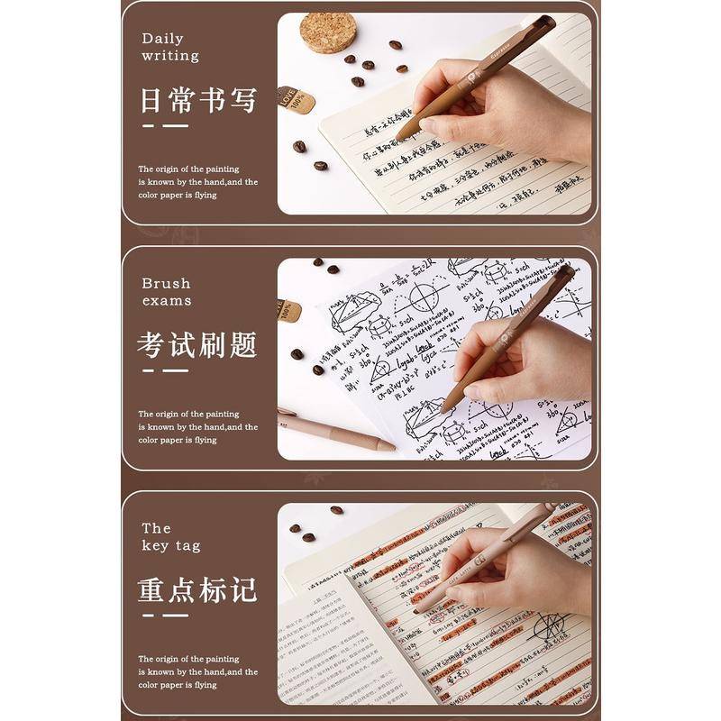 Set 6 Bút Mực Gel Ngòi 0.5MM Màu Đen / Cà Phê Cappuccino Mocha Kiểu Hàn Quốc