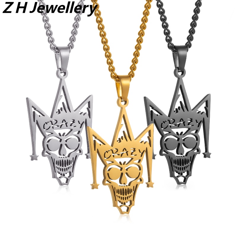 Z Vòng cổ Thép Titan Không Gỉ Mặt Hình Đầu Lâu Phong Cách Punk Hip Hop Thời Trang Cho Nam Và Nữ