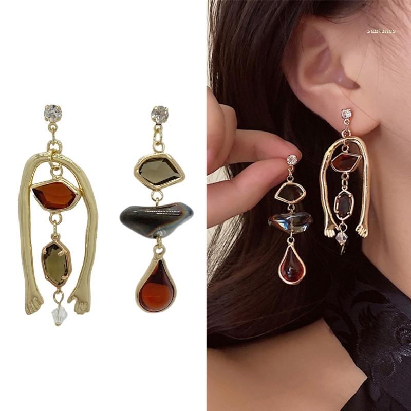 Bông Tai Dáng Dài Họa Tiết Tranh Sơn Dầu Phong Cách Hip hop Thời Trang