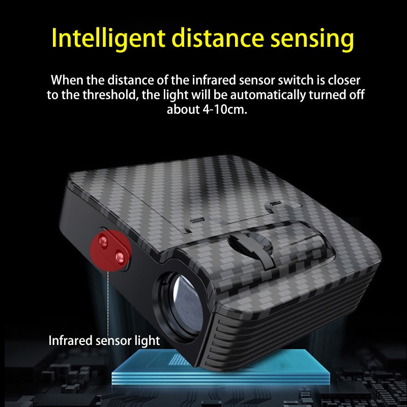 1 Đèn LED Laser Chiếu Logo Ghost Shadow Không Dây Gắn Cửa Xe Hơi