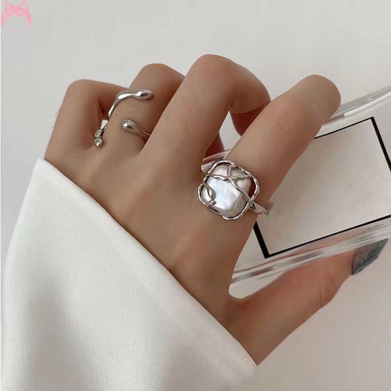 Nhẫn Hở Chất Liệu Thép Titan Không Gỉ Đính Đá Thời Trang Hàn Quốc HGF HYJP2