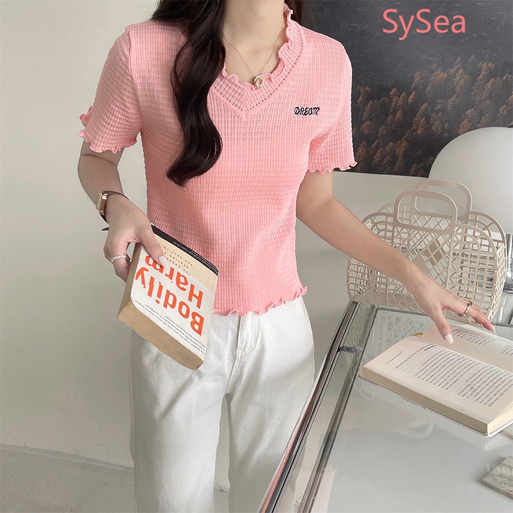 Áo Dệt Kim Ngắn Tay Dáng Rộng Thời Trang Mùa Hè Dành Cho Nữ