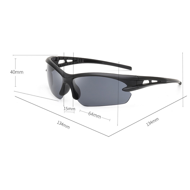 Kính Mát Thể Thao Nửa Gọng Màu Xám Đen Phong Cách Retro Cho Nam Nữ