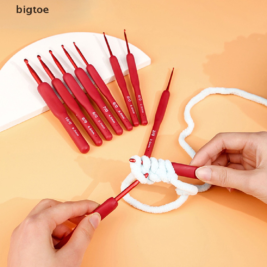 1 Móc Đan Len Tay Cầm Bằng Silicone Màu Đỏ Kích Thước 2 / 2.5 / 3 / 3.5 / 4 / 4.5 / 5 / 5.5 / 6mm