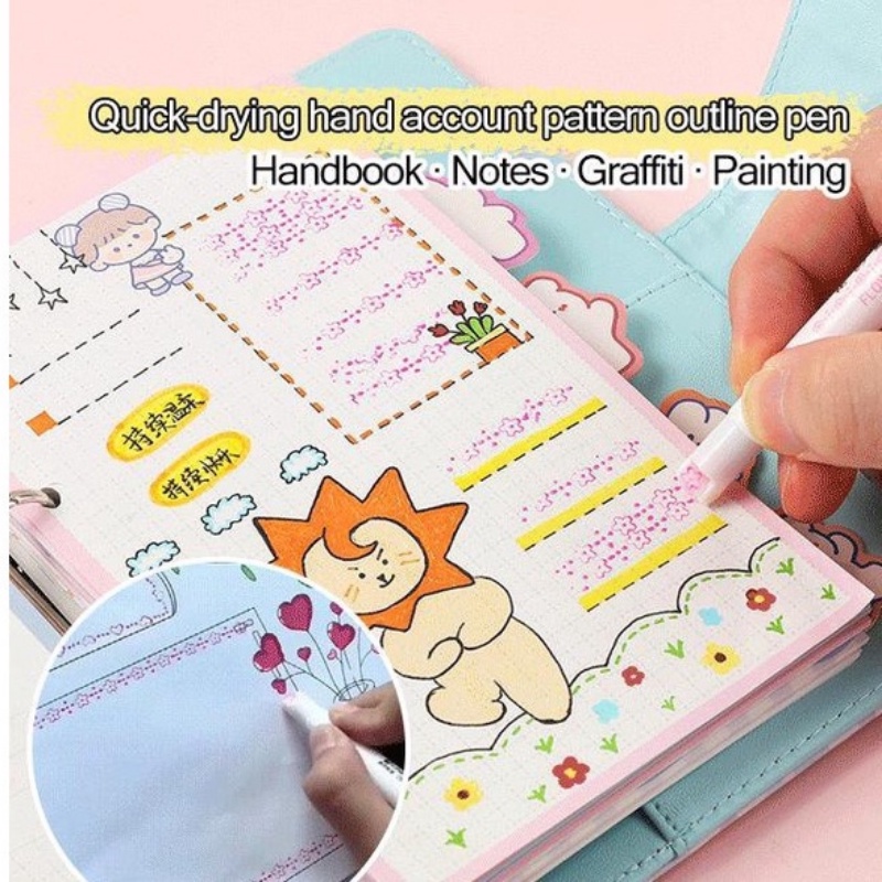 Set 6 Bút Đánh Dấu Nhiều Màu Sắc Nhanh Khô Thiết Kế Vỏ Hình Bông Hoa Xinh Xắn