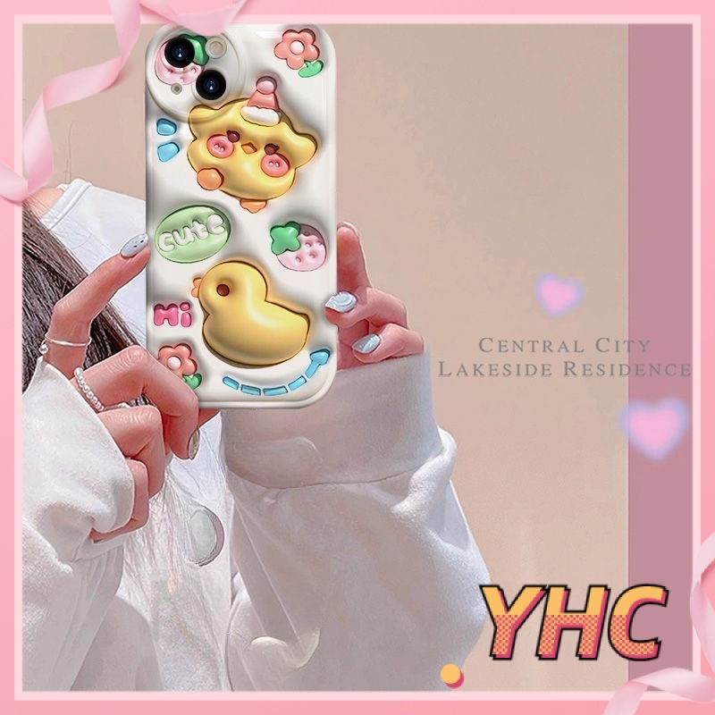 Ốp lưng iphone Hiệu ứng hình ảnh 3D của vịt dễ thương, đệm khí bong bóng, vỏ mềm silica gel chống rơi Cho Iphone 6 / 6S / 6splus / se / 7 / 7plus / 8 / 8plus / X / xs / xsmax / 11 / 12 / 13 / 14 / Plus / pro / pro max-5074