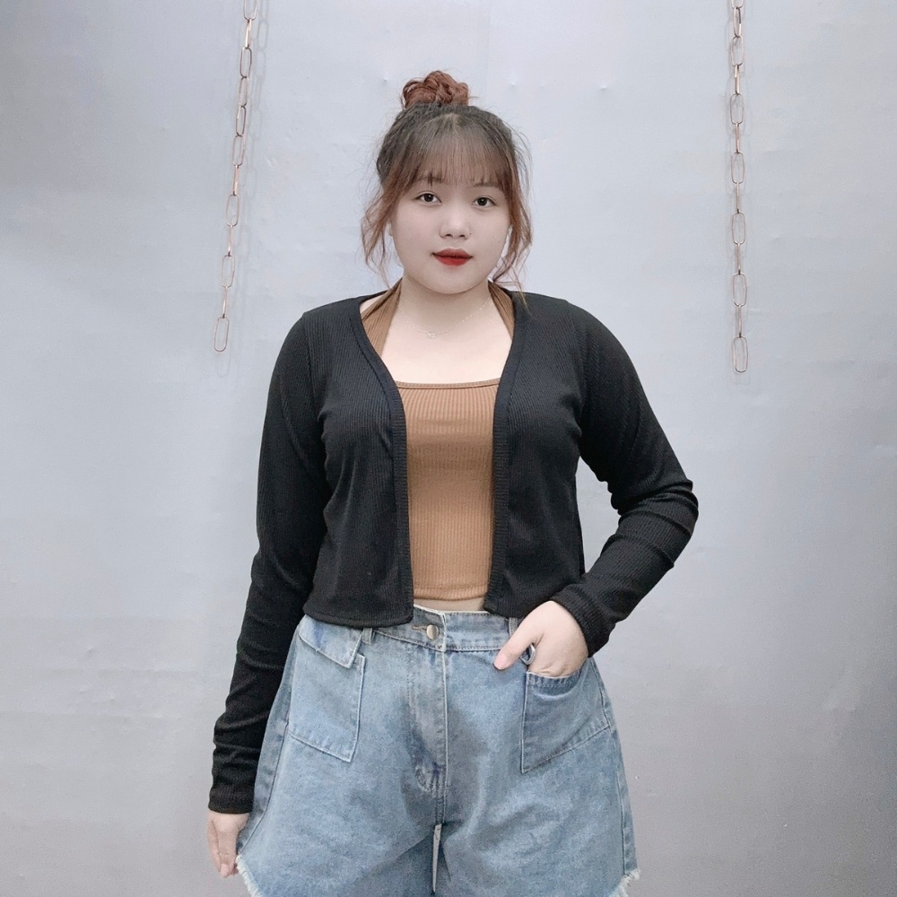 Áo khoác cardigan bigsize nữ thun gân cao cấp, Áo khoác ngoài dnags lửng Chuppy 58-95kg BIGSIZE CÔ NHỎ G116 | BigBuy360 - bigbuy360.vn