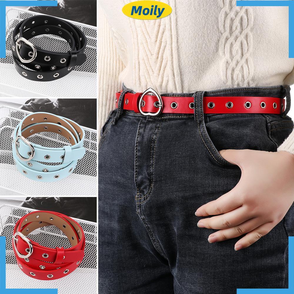 Thắt Lưng Da Pu Có Khóa Hình Trái Tim Màu Kẹo Thời Trang