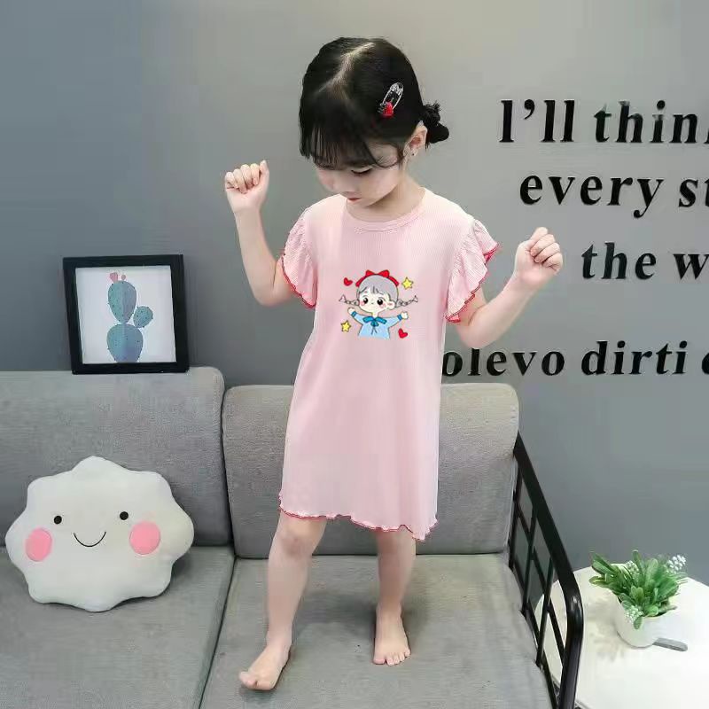 Đầm Ngủ In Hình Mèo Kỳ Lân Phong Cách Hàn Quốc Mới Cho Bé Gái