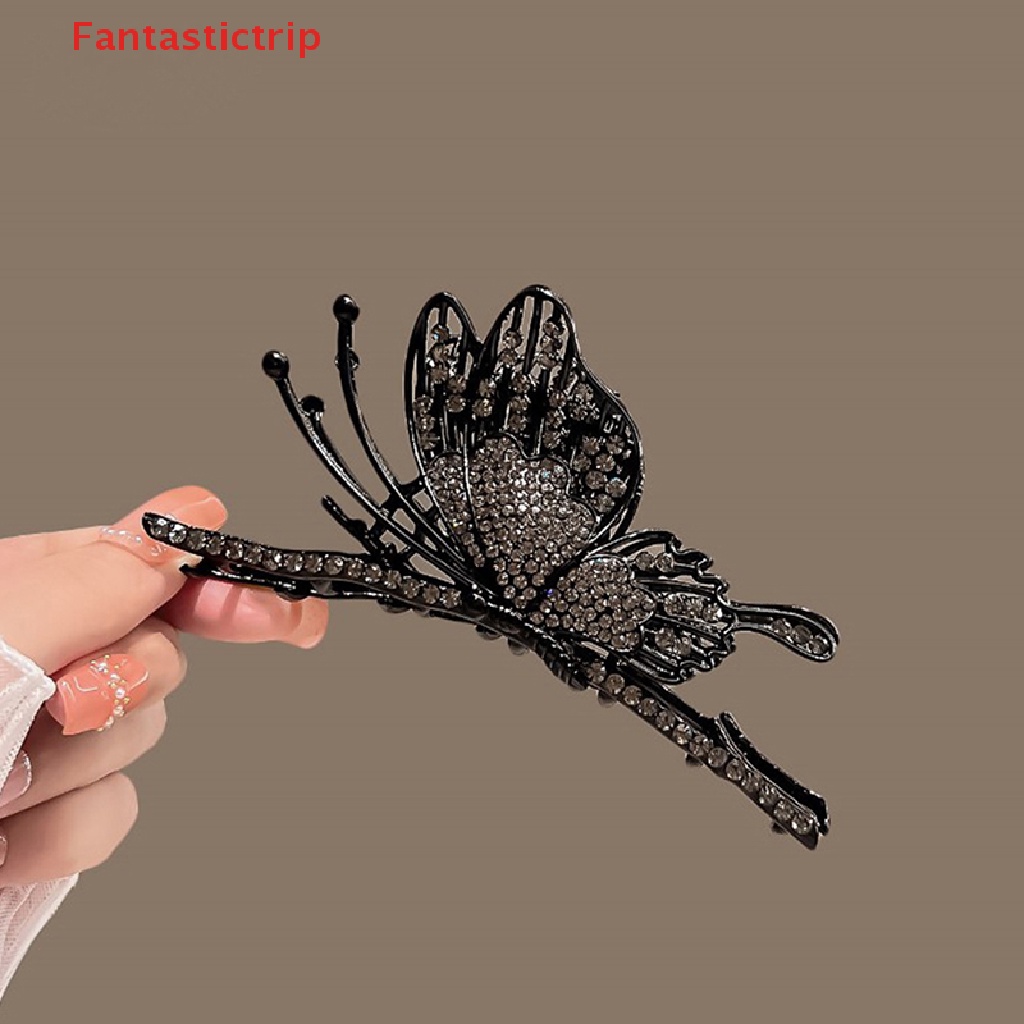 Kẹp Tóc Bướm Đính Đá Phong Cách Retro Cho Nữ