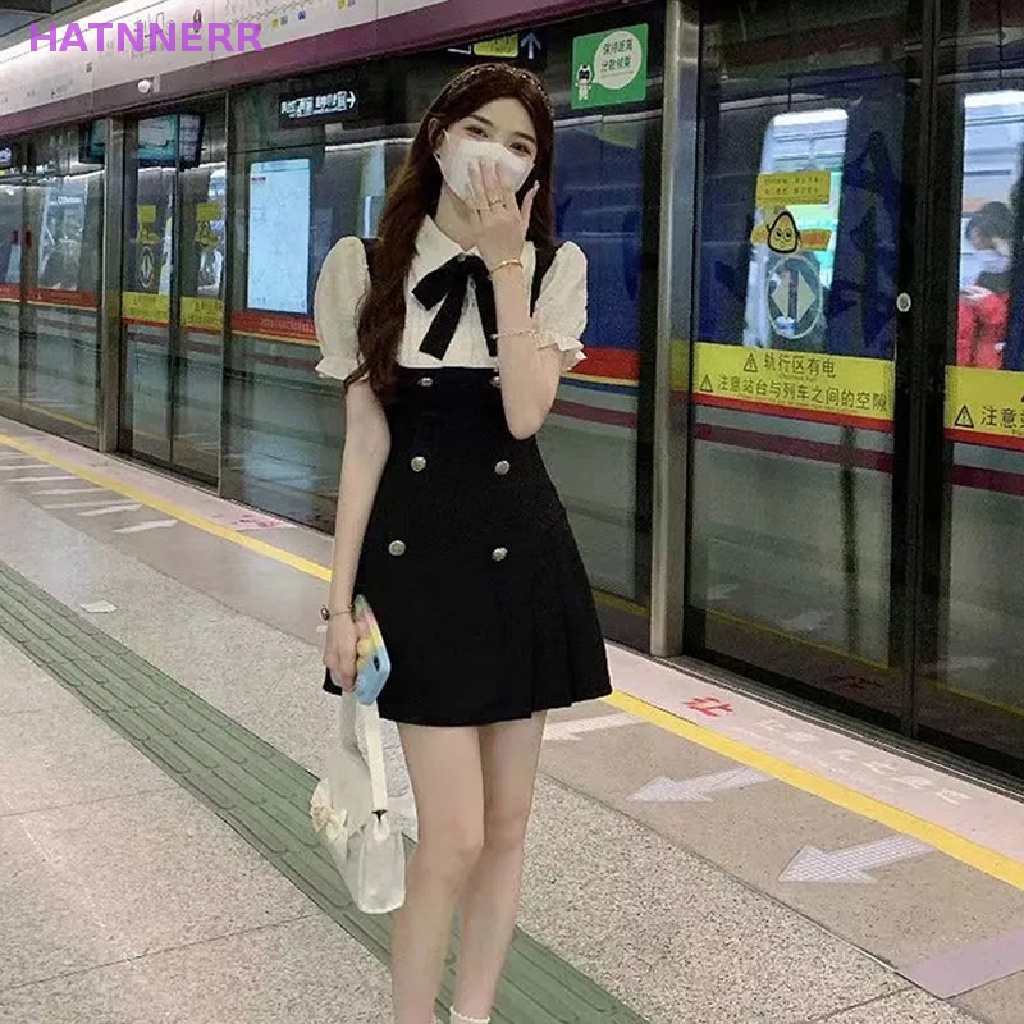 Đầm Mini Giả Hai Lớp Tay Phồng Phong Cách Pháp Thanh Lịch Cho Nữ FHS