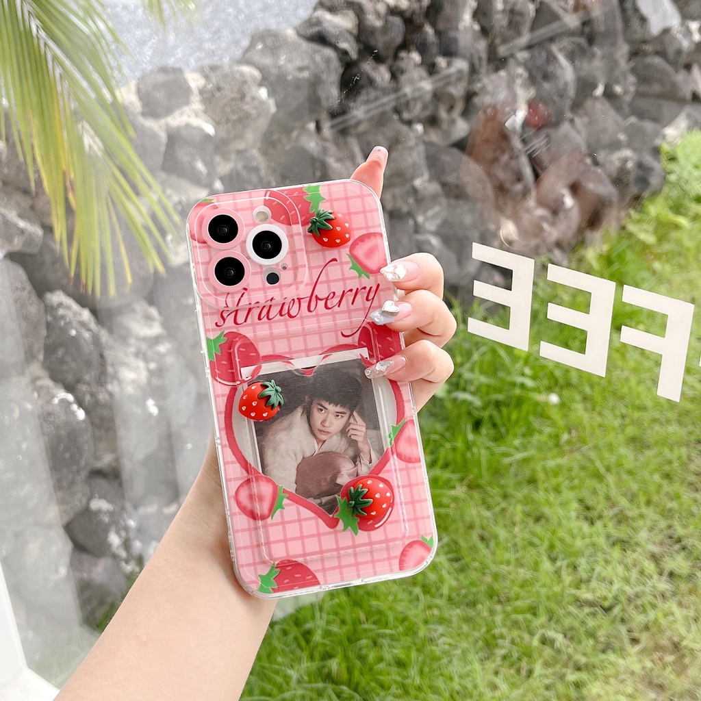 Ốp Điện Thoại TPU Dẻo Trong Suốt Họa Tiết Trái Dâu / Đôi Mắt Thiên Thần Cho iPhone 14 13 12 11 Pro XR XS Max 7 8 14 Plus