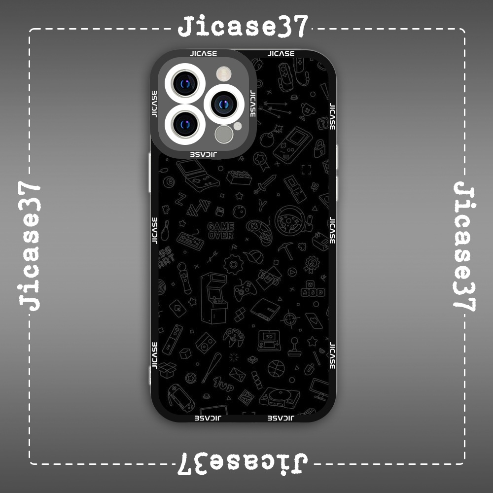 Ốp lưng iphone cạnh vuông Jicase Sticker Collage Aesthetic Arcade Gameboy