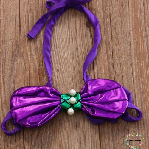 Bộ Bikini 2 Mảnh Vỏ Sò Đính Ngọc Trai + Đuôi Nàng Tiên Cá Xinh Xắn Cho Bé Gái