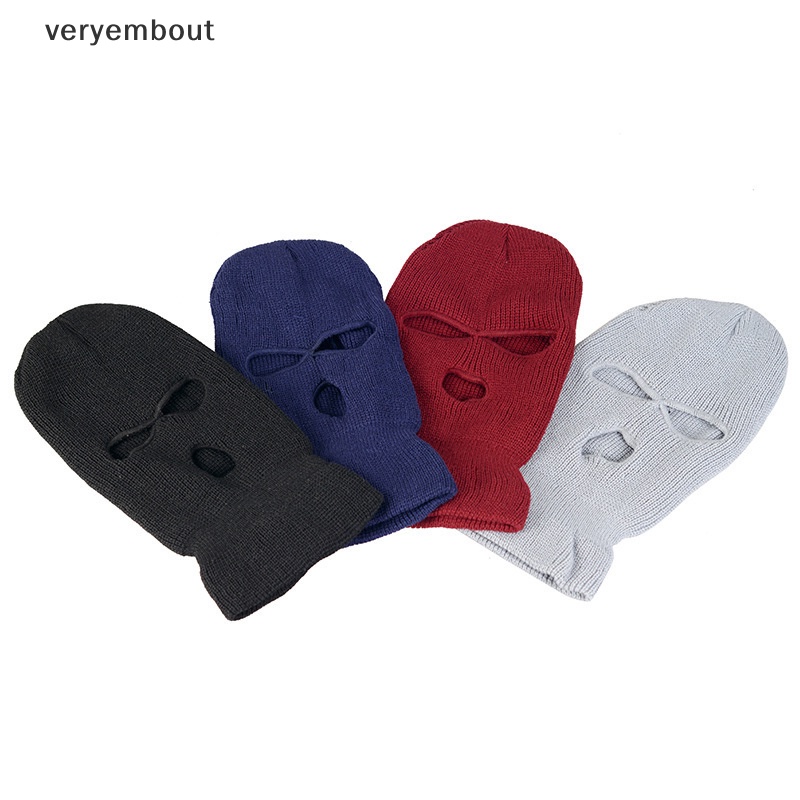1 Mũ Balaclava 3 Lỗ Thêu Họa Tiết Giữ Ấm Mùa Đông