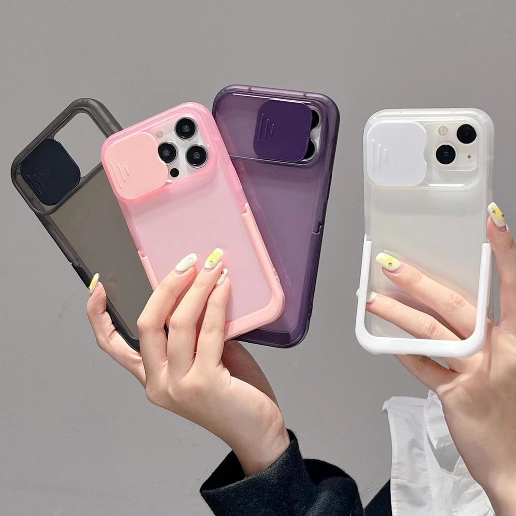 Ốp Điện Thoại TPU Silicon Mềm Trong Suốt Chống Rơi Với Giá Đứng Tàng Hình Cho iPhone 14 12 11 13 Pro Max 14 Plus