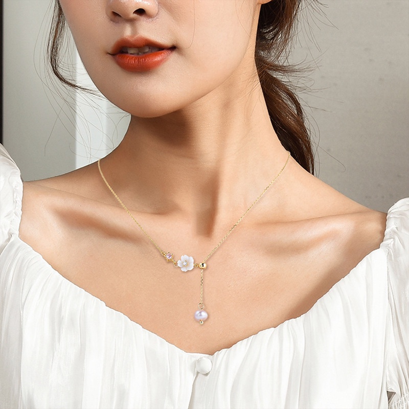 Vòng Cổ Tua Rua Dài Hình Hoa Vỏ Sò Đính Ngọc Trai Thời Trang Mùa Hè Hàn Quốc Cho Nữ