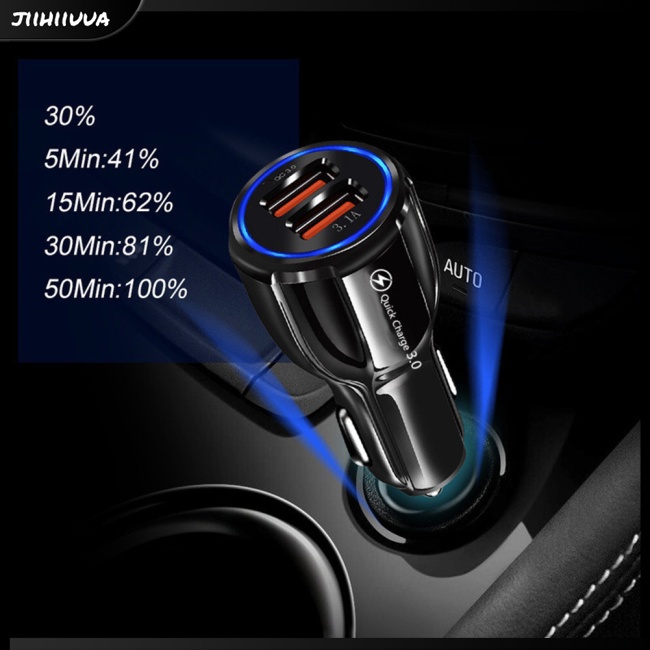 Cục Sạc Nhanh Qc3.0 Kép Usb Kép Bằng Hợp Kim Nhôm Thông Minh Cho Xe Hơi