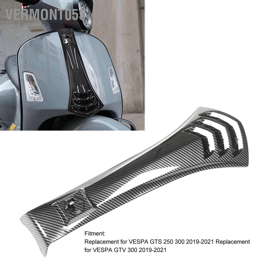 Vermont055 Vỏ Fairing Đầu Xe Máy Kiểu Sợi Carbon Giá Đỡ Cà Vạt Sừng Trước Thay Thế Cho VESPA GTS 250 300 GTV 2019‑2021
