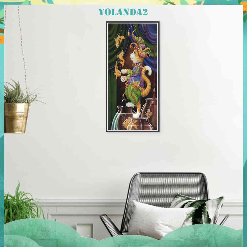 Tranh Đính Đá Kim Cương Toàn Bộ 5D DIY Hình Vẽ Mèo Trang Trí Nhà Cửa