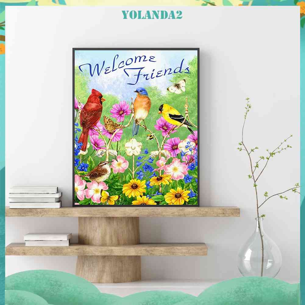 Bộ Tranh Đính Đá 5D Họa Tiết Hoa Và Chim Độc Đáo DIY Dùng Trang Trí Nhà Cửa