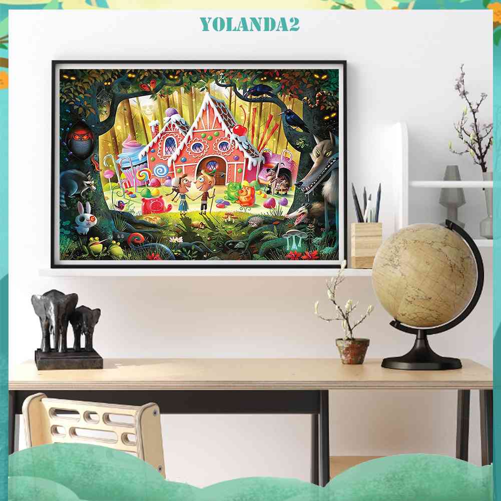 Bộ Tranh Đính Đá 5D Họa Tiết Ngôi Nhà Kẹo Alice Ở Xứ Sở Thần Tiên Độc Đáo