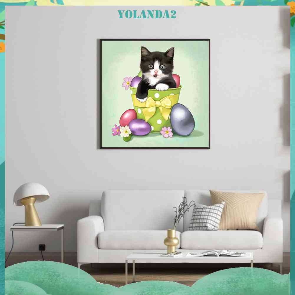 Bộ Tranh Đính Đá 5D DIY Hình Mèo Kitty Nhiều Màu Sắc Để Trang Trí Nhà