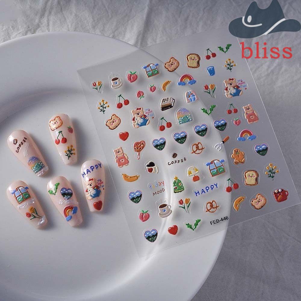 Miếng Dán Trang Trí Móng Tay Họa Tiết Chân Thỏ / Gấu Hoạt Hình 5D