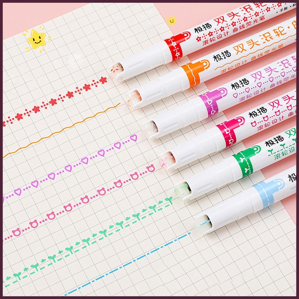 Set 6 Bút Lông Hai Đầu Ngòi Mảnh Vẽ Đường Nét Mảnh Dành Cho Tạp Chí Khảm Đá