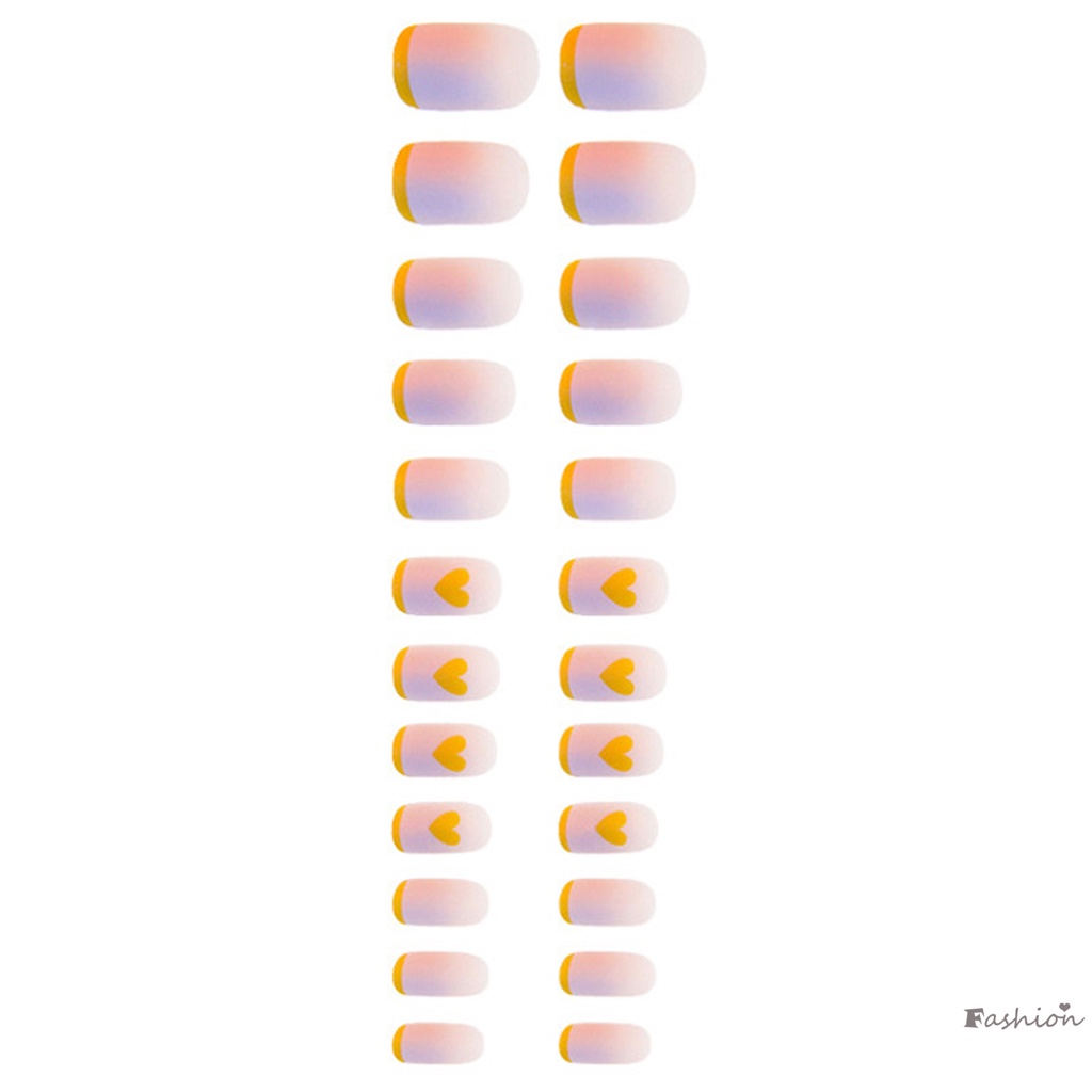 Móng Tay Giả Ngắn Hình Tròn Màu Sắc Tuyến Tính