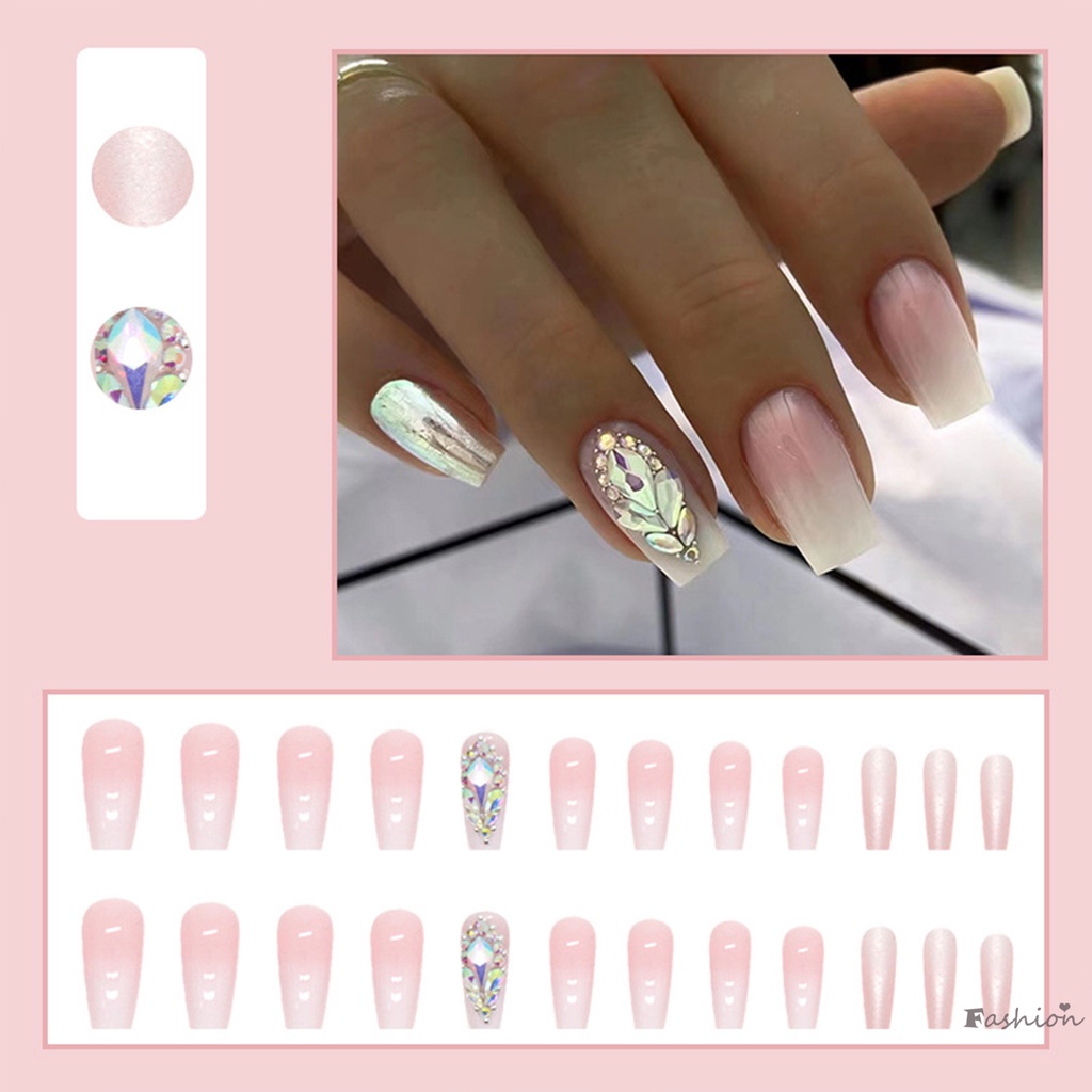 Toàn Bộ Bộ Móng Tay Giả Màu Hồng Gradient Dùng Để Múa Ba Lê