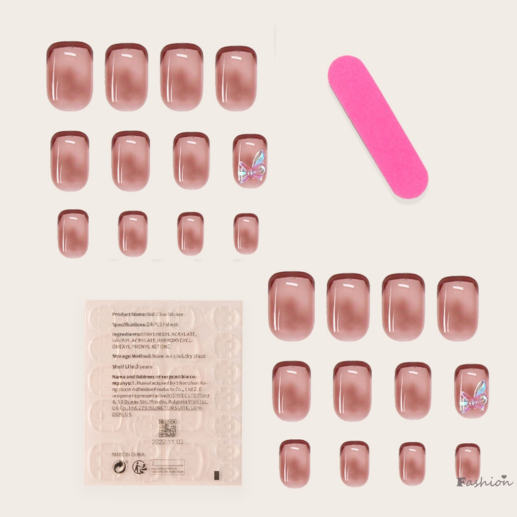 Bộ Móng Tay Giả Màu Hồng Đính Nơ Xinh Xắn