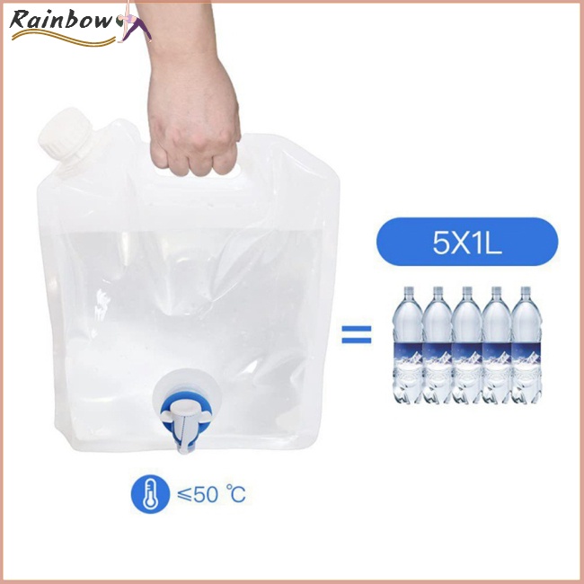 Túi Đựng Nước Dung Tích Lớn 5 / 10l Có Thể Gấp Gọn Tiện Dụng Mang Theo Du Lịch Cắm Trại