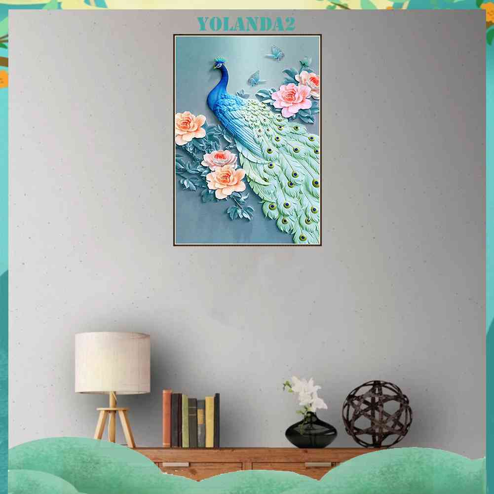 Tranh Thêu Chữ Thập Đính Đá Kim Cương Tròn Hình Vẽ Chim Đẹp