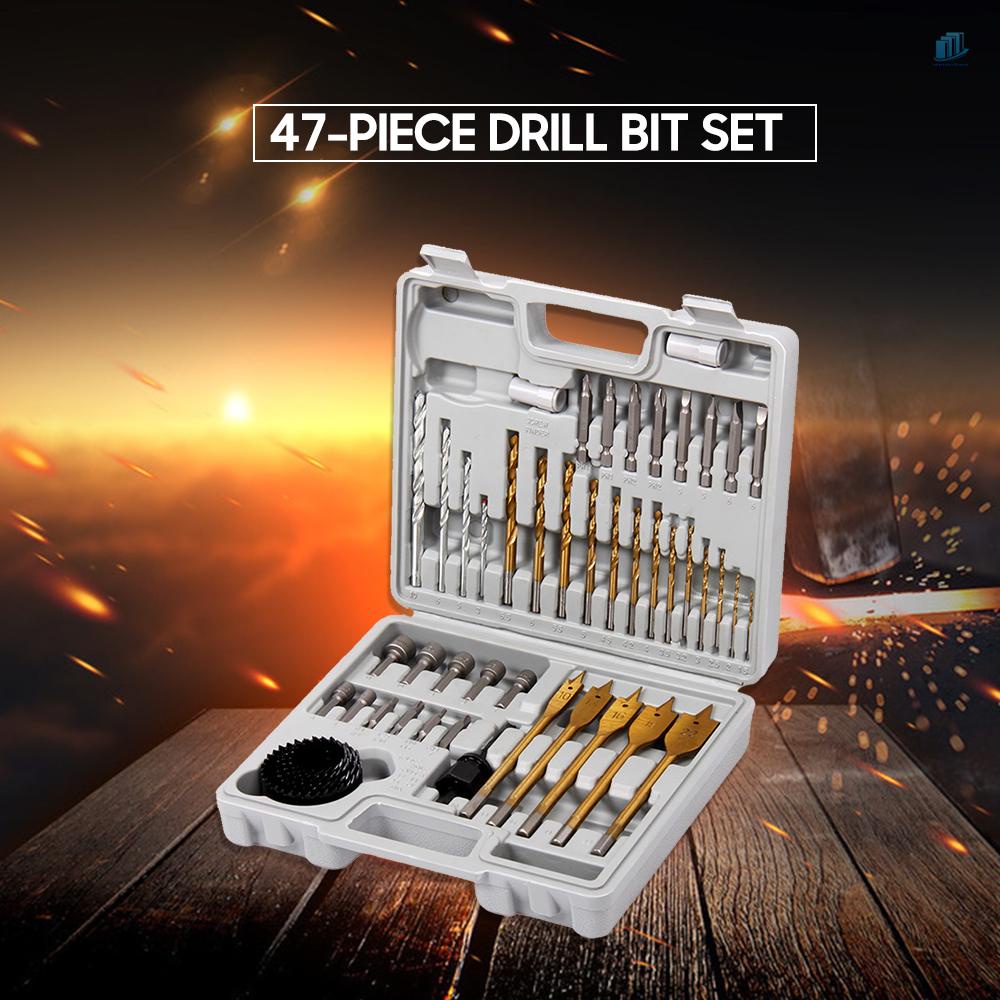 Bộ 47 Mũi Khoan Lỗ Kèm Hộp Nhựa Dùng Để Sửa Chữa Đồ Gỗ DIY s2mwvn