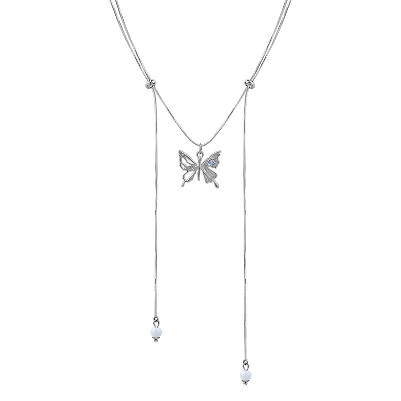 Vòng Cổ Titan Nhẹ Nhàng Hình Bướm Thiết Kế Lộ Xương Đòn Cao Cấp Phong Cách Hàn Quốc Sang Trọng