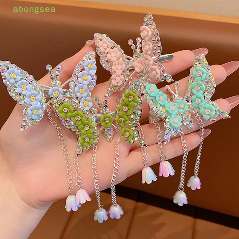 Kẹp Tóc Hình Cánh Bướm Phối Tua Rua Dễ Thương Cho Bé Gái