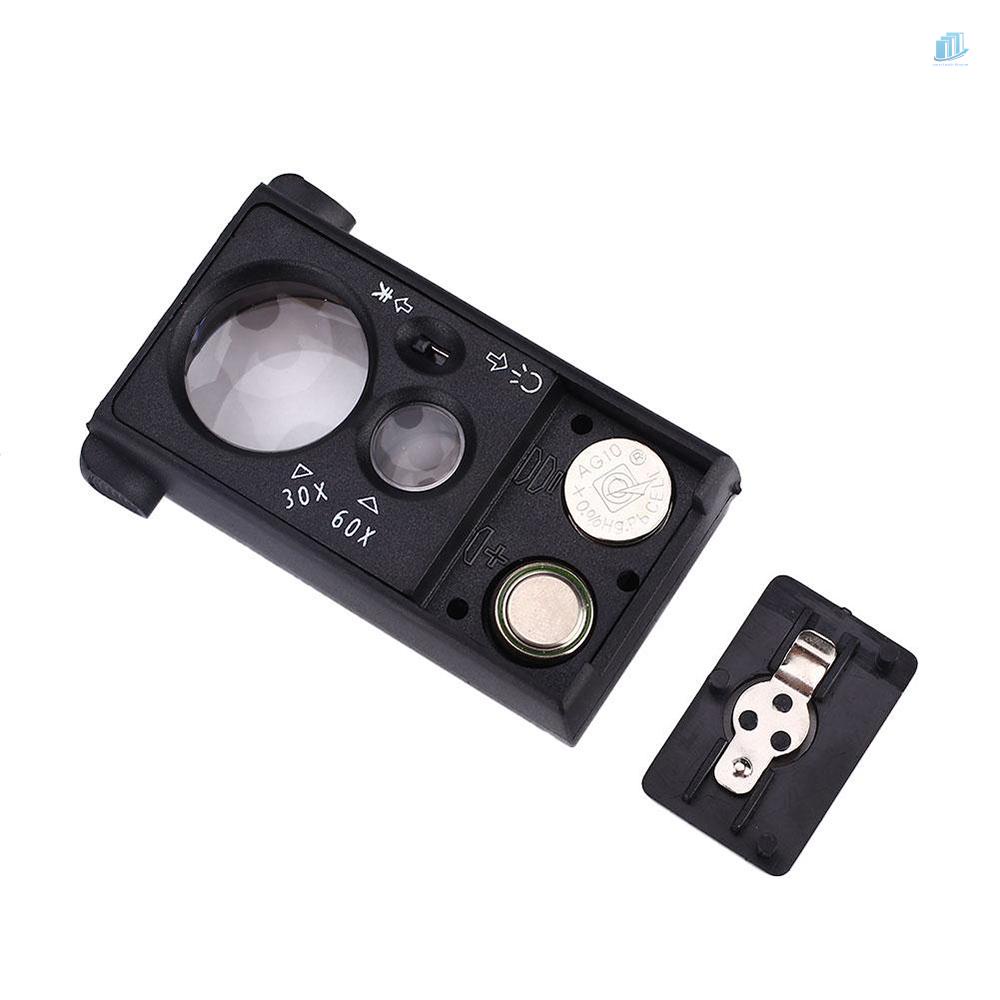 Kính Lúp Trang Sức Bỏ Túi Có Đèn LED UV 30X 60X