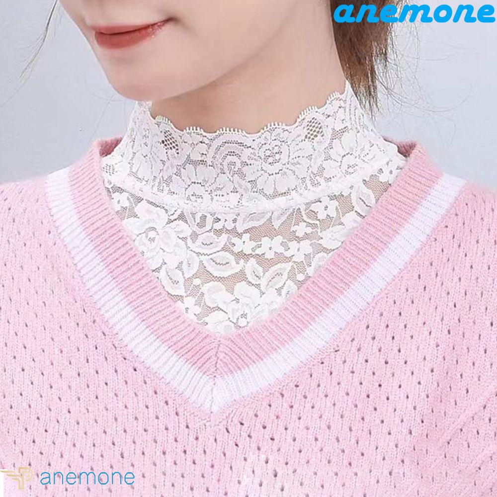 Áo Thun Không Tay Cổ Đứng Tháo Rời Được Phối Ren Hoa Thời Trang Thu Đông