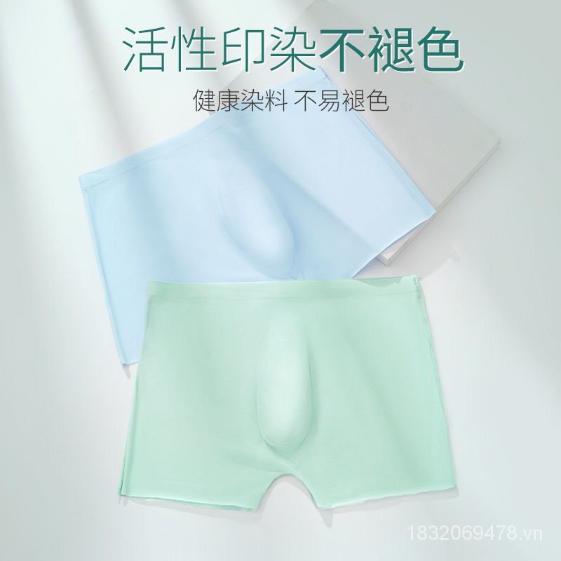 Quần Lót Boxer Lụa Lạnh Mỏng Không Đường May 3D Trong Suốt Cỡ Lớn Thời Trang Mùa Hè Cho Nam