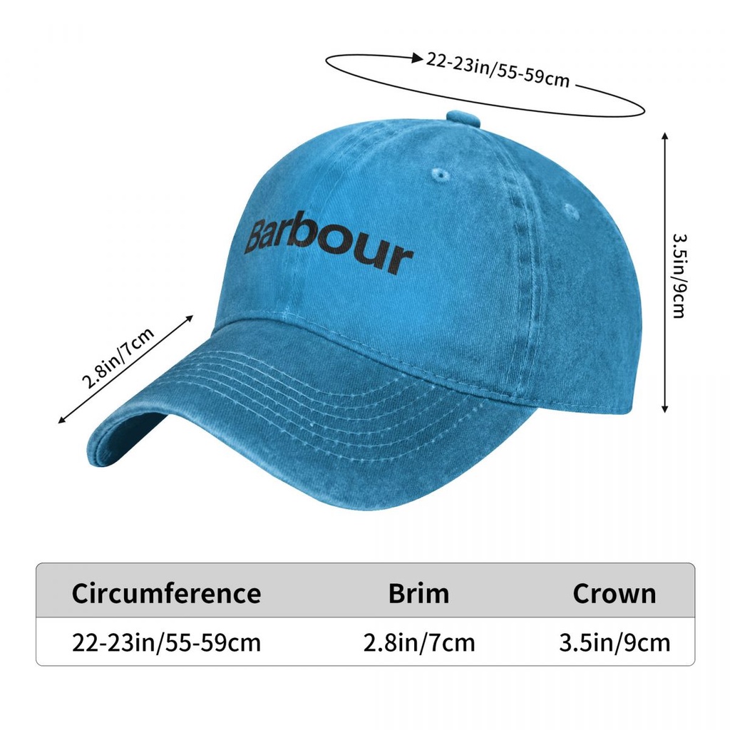 Barbour Người Lớn Giặt Mũ Denim 100% Cotton Cong Vành Mũ Chống Nắng Đơn Giản Thường Ngày Phù Hợp Với