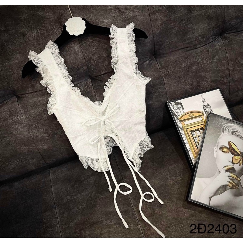 Áo Kiểu croptop 2 dây phối ren alohastore1