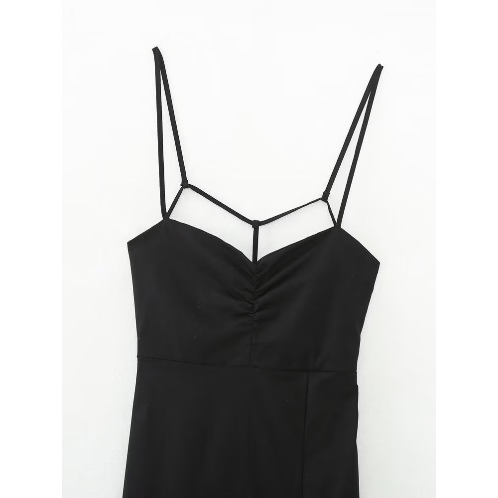 Đầm Hai Dây Vải Lanh Phong Cách Âu Mỹ 2023 S33-66173