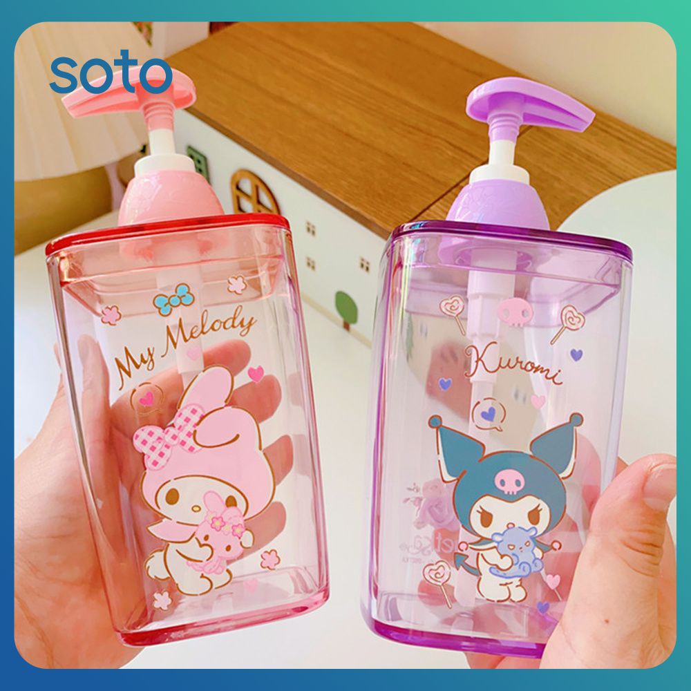 ♫Chai Nước Hoa Hồng Trong Suốt Sanrio Macron 420ML Kuromi My Melody Cinnamoroll Chai Xà Phòng Cơ Thể Dầu Gội Trái Tim Cho Bé Gái Dụng Cụ Phòng Tắm Gia Đình