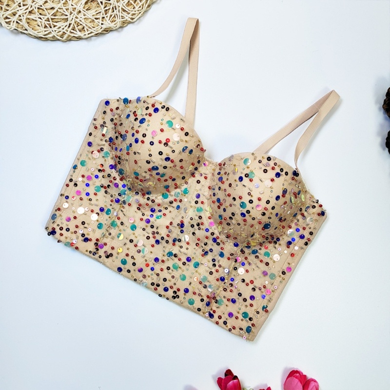 Xiangbao Áo Tank Top Không Tay Đính Hạt Dùng Để Biểu Diễn Tiệc Tùng Cho Nữ