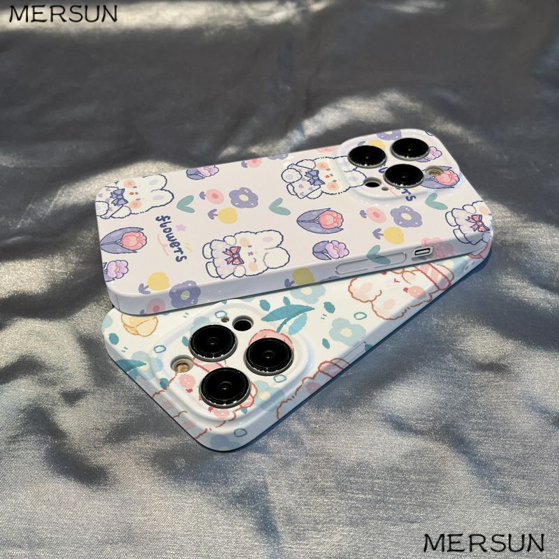 Ốp Điện Thoại Họa Tiết Thỏ Và Hoa Xinh Xắn Cho Iphone 1214 promax / 7 xr Xsiphone11 11 813 8AGB