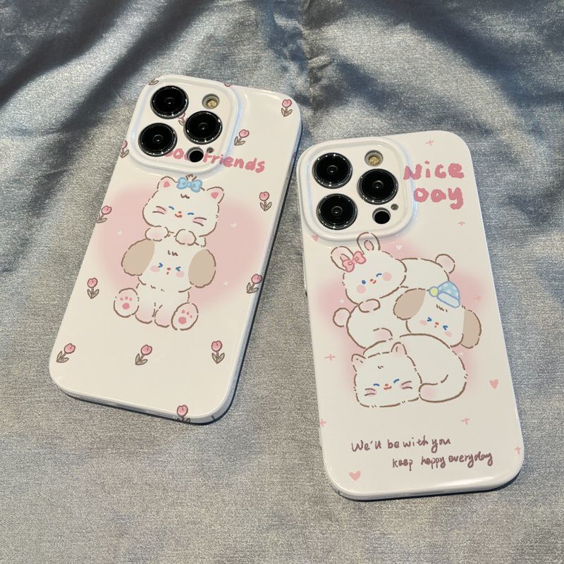 Ốp Điện Thoại Cứng Hình Chó Mèo / Bông Hoa Xinh Xắn Cho Iphone 8 Xr11Iphone12 / 13plus 7promax14 / R9TY