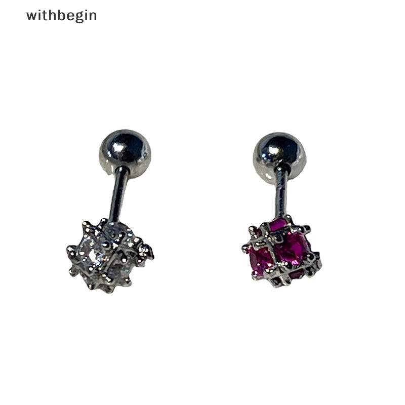 1 Đôi Khuyên Tai Đính Đá Zircon Phong Cách Punk Thời Trang Cho Nữ