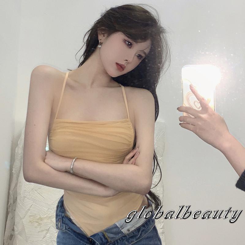 Áo Liền Thân Không Tay Cổ Vuông Màu Trơn Thiết Kế Đan Dây Chéo Lưng Thời Trang Dự Tiệc Cho Nữ